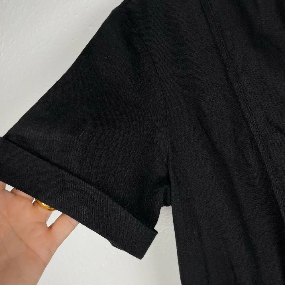 New Zara Linen Blend Jumpsuit Black Size S